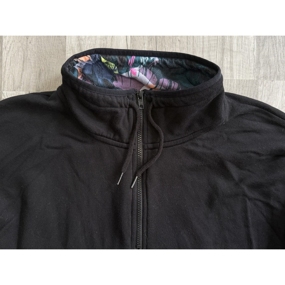 Pink Victoria Secret Sweatshirt Oversized Black 1/4 Zip Tropical Logo Medium - Picture 6 of 16